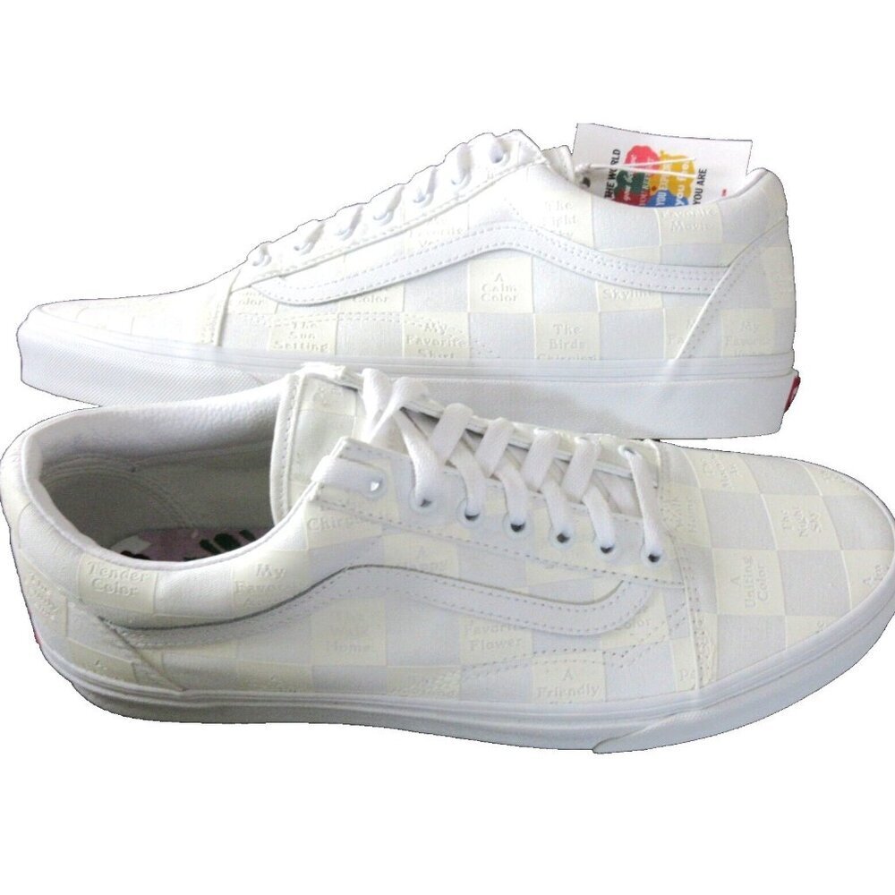 Vans Men's Old Skool DIY Checkerboard True White Canvas Shoes Size 13 NIB
